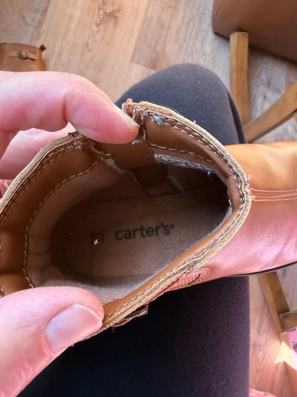 Carter's Tan Ankle Boots with Heart Buckle zip up sides size toddler 11
